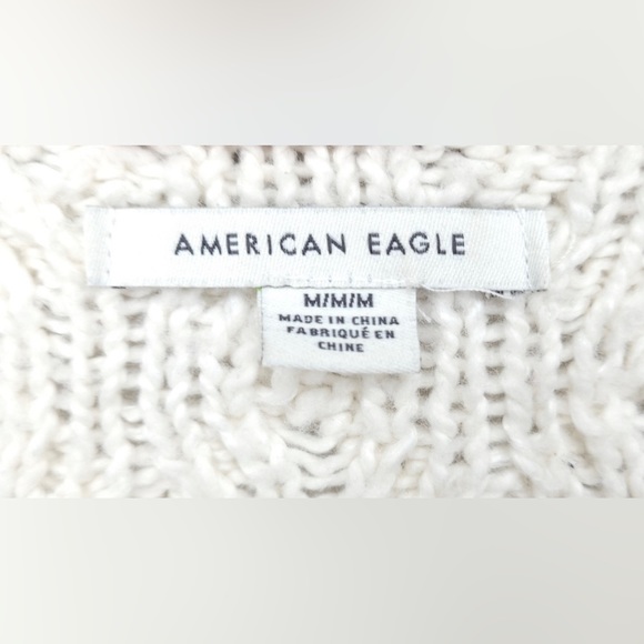 AEO Cream Knit Cropped Varsity Stripped Sweater: Size M - Picture 4 of 4